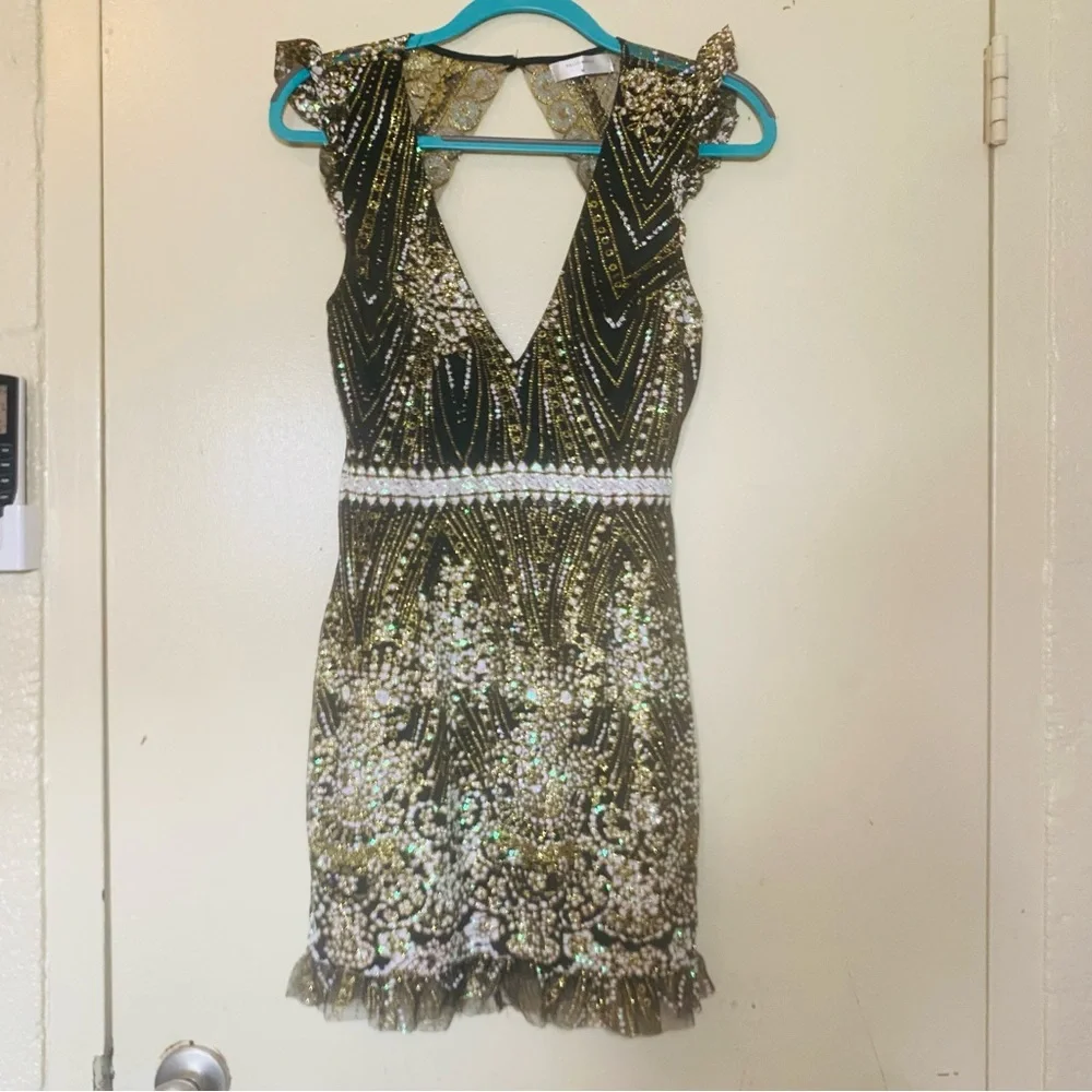 Hello Molly Black Mini Dress with Silver Sequin Embellishment - Picture 4 of 13